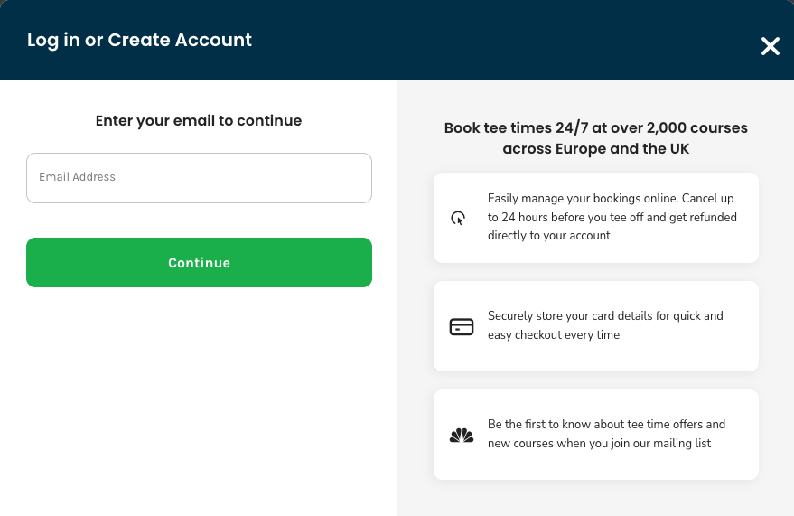 sign up for a GolfNow account